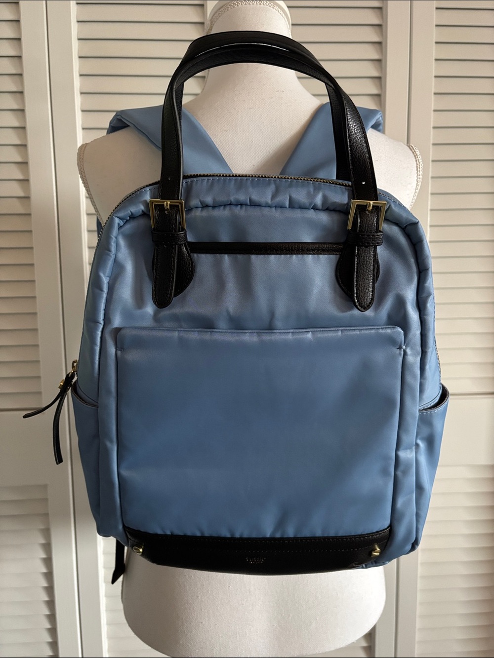Tutilo New York Commuter Backpack Light Blue Nylon Black Travel Bag Like New